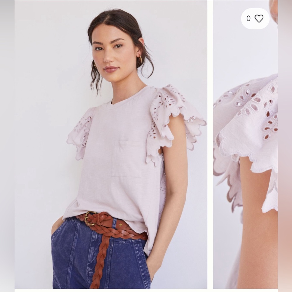 Anthropologie Flutter Eyelet Top in Lilac